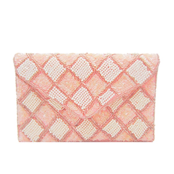 Rhombus Pattern Beaded Clutch